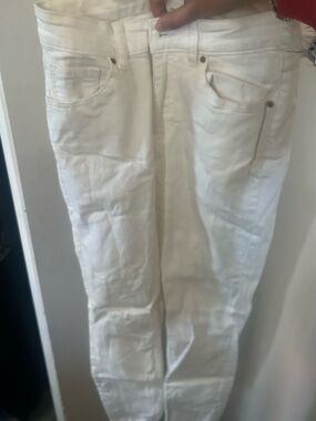 H&M White Denim Straight Pants